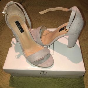 Grey suede heels